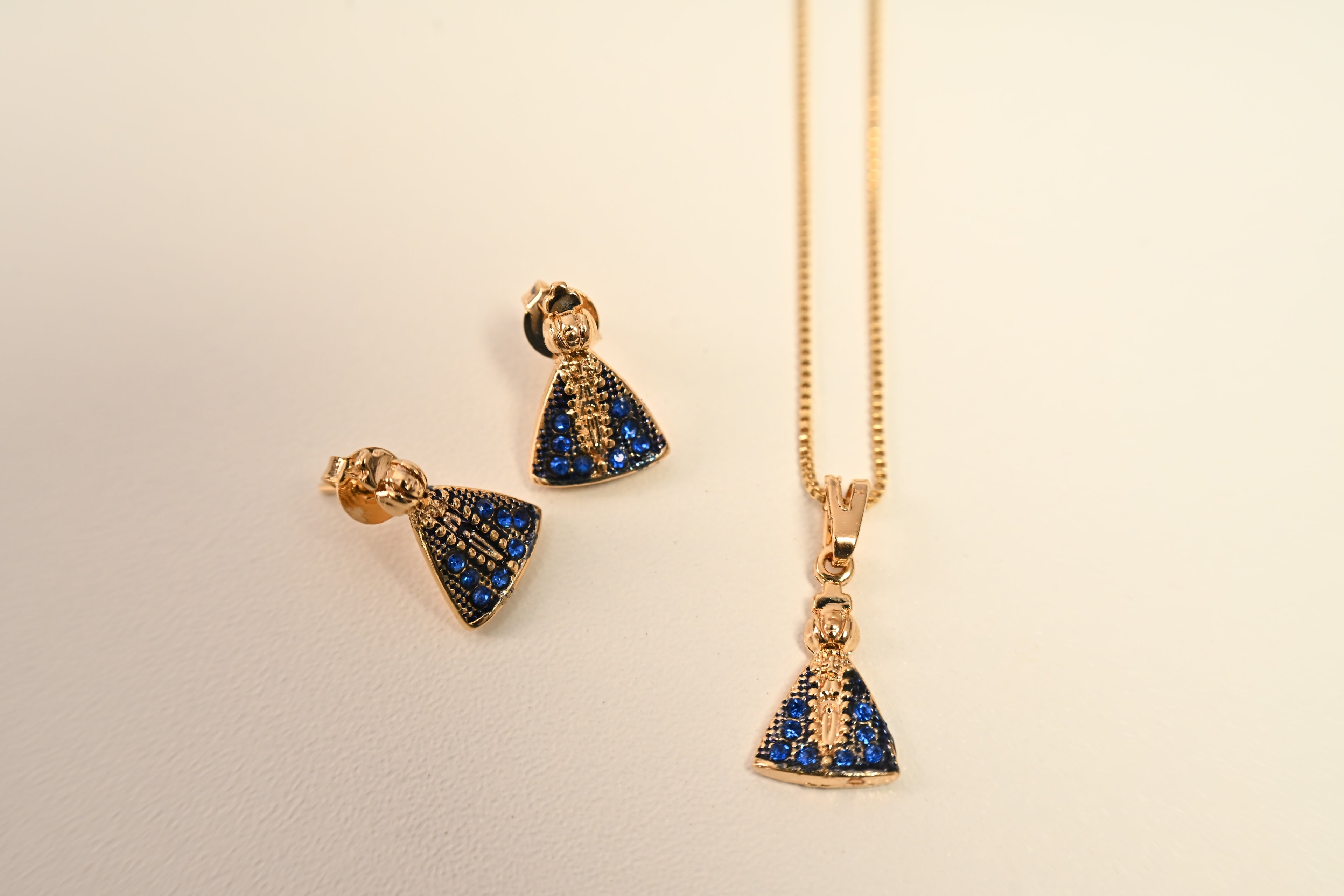 Semijoia Conjunto Colar & Brincos Nossa Senhora Aparecida
